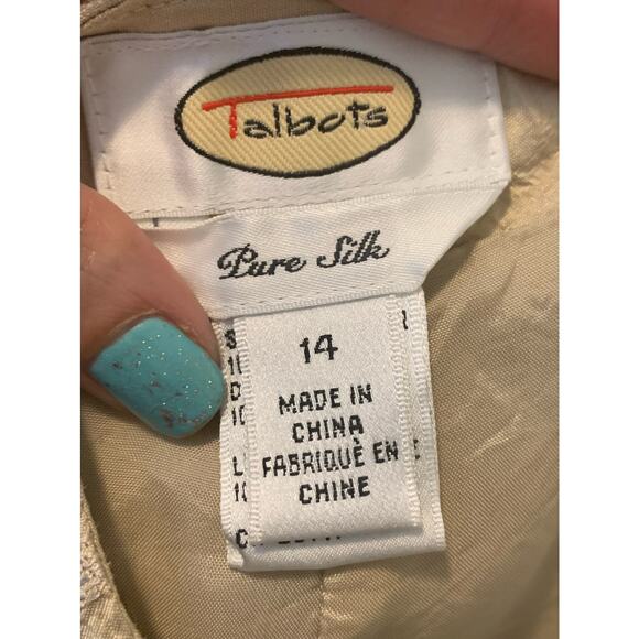 Talbots beige silk embroidered dress pants size 14 - Picture 3 of 9